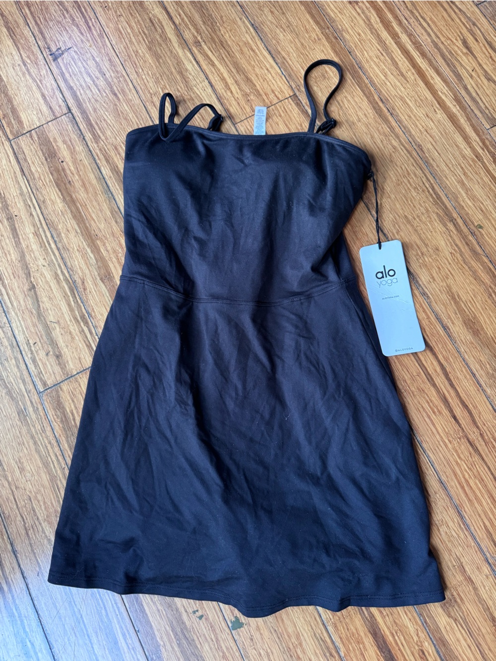 ALO Yoga Black Spaghetti-Strap Mini Dress